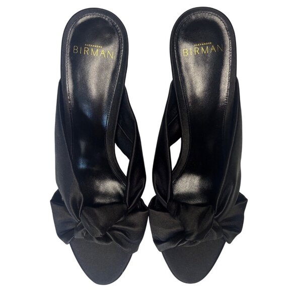 Alexandre Birman Kacey 85 Satin Mule Sandal Black Size 8 New In Box - Picture 9 of 12